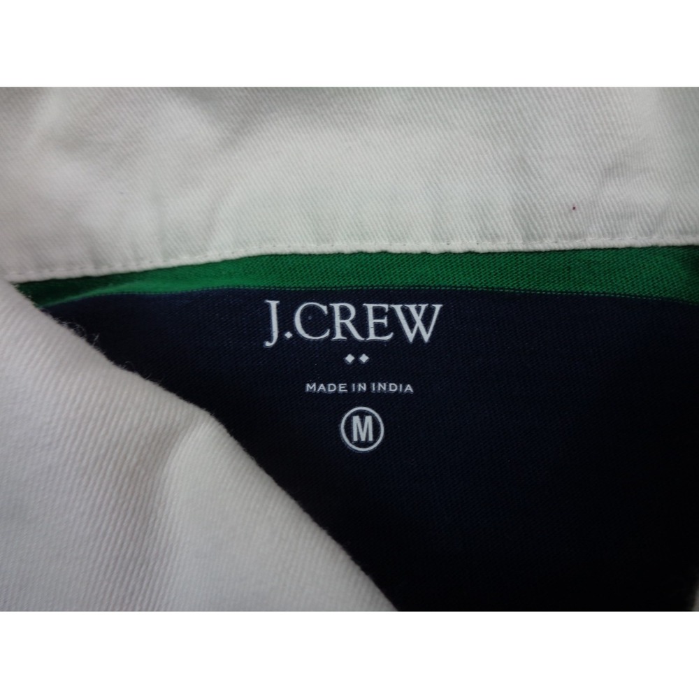 Vintage J.Crew Rugby Shirt Mens M Navy Green Striped Long Sleeve Preppy Polo - Picture 6 of 10